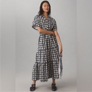 Anthropologie Somerset Maxi Shirt Dress | Cotton Geometric Print | Size S